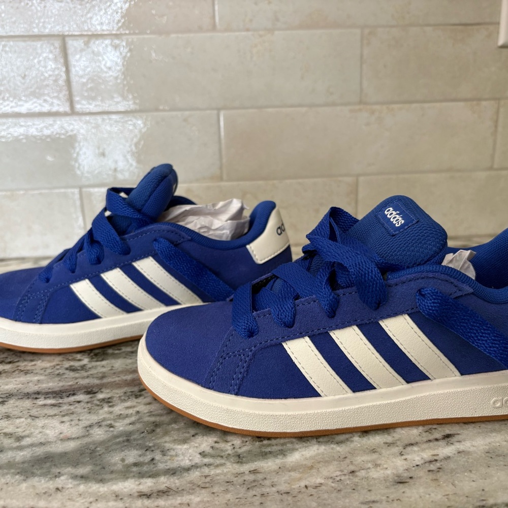 adidas Kids Royal Blue Sneakers with White Stripes